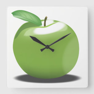 Gröna Apple Fyrkantig Klocka