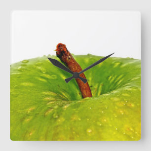 Gröna Apple Fyrkantig Klocka