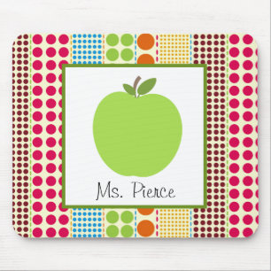 Gröna Apple/mångfärgad polka dotslärare Musmatta
