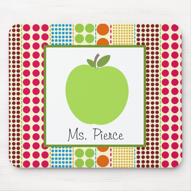 Gröna Apple/mångfärgad polka dotslärare Musmatta (Framsidan)
