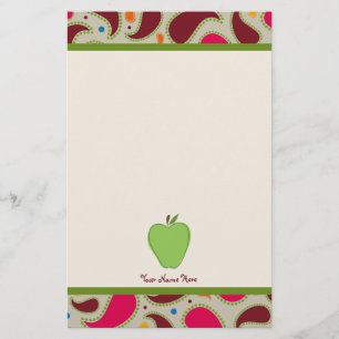 Gröna Apple & Paisley personliglärare Brevpapper