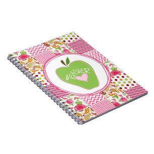 Gröna Apple & Patchworklärareanteckningsbok Anteckningsbok Med Spiral