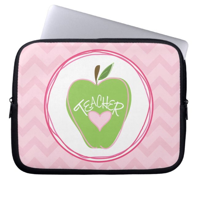 Gröna Apple & sicksacklaptop sleeve (Framsidan)