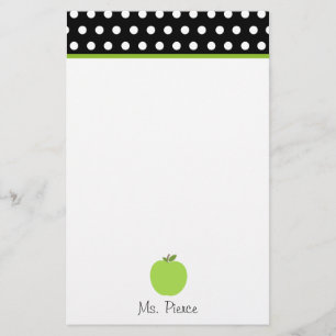 Gröna Apple/svart med vitpolka dots Brevpapper