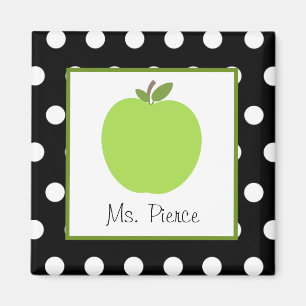 Gröna Apple/svart med vitpolka dots Magnet