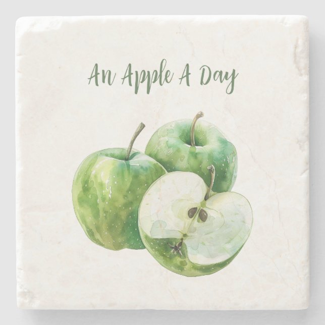 Gröna Äpplen Frukt Stenunderlägg (Framsidan)