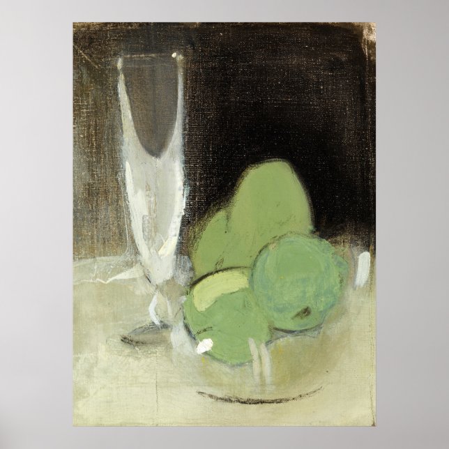 Gröna äpplen och champagneglas, H.Schjerfbeck Poster (Framsidan)