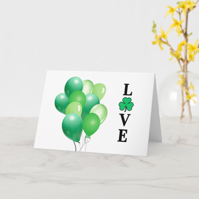 Gröna ballonger KÄRLEK Irland Allmålfilta Kort (Gul blomma)