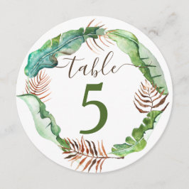 Gröna bananblad Bordnummer Inbjudningar