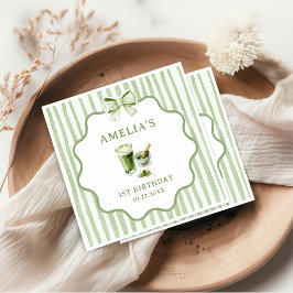Gröna band remsor Matcha födelsedag Pappersservett
