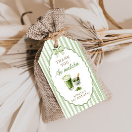 Gröna band remsor Matcha födelsedagspresent etiket Presentetikett