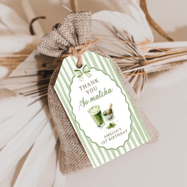 Gröna band remsor Matcha födelsedagspresent etiket Presentetikett (Skapare uppladdad)