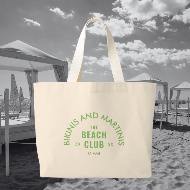 Gröna Bikinis Och Martinis Strandklubben Anpassad Jumbo Tygkasse (Skapare uppladdad)