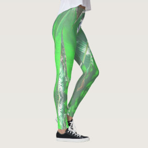 Gröna blad banantyp växtblad pastell leggings