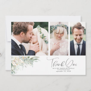 Gröna blad Boho Bröllop Tacksamhets Foto Tack Kort