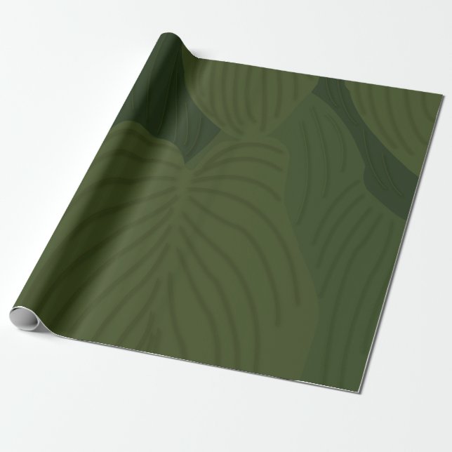 Gröna blad Botanisk naturmönster  Presentpapper (Utrullad)