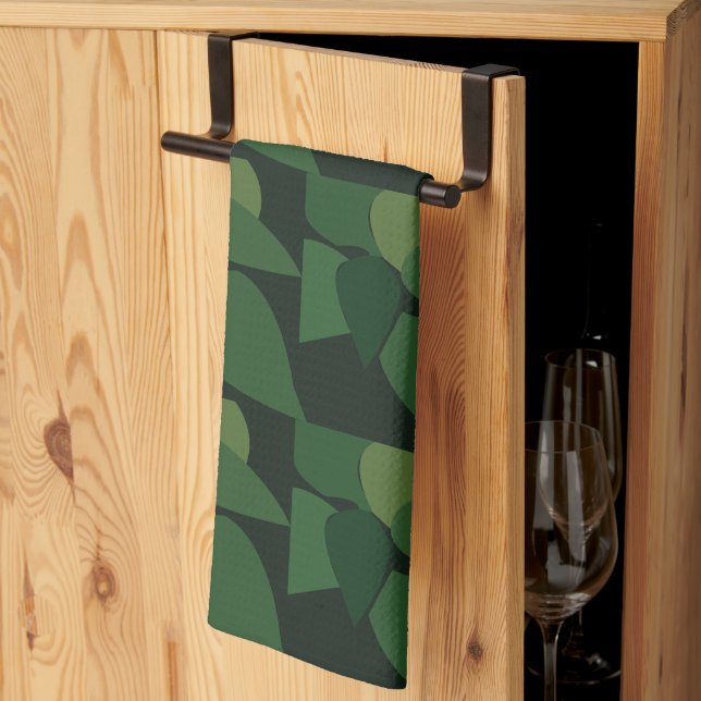 Gröna blad botaniska mönster  kökshandduk (Thirds Fold)
