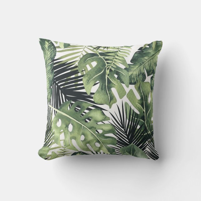 Gröna blad Botaniska Tropiska Växter Sommar Chic Kudde (Framsida)
