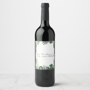 Gröna blad Botaniska Tropiska Växter Vin Etiketter