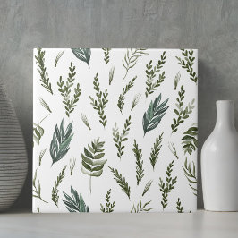 Gröna blad botaniskt mönster kakelplatta
