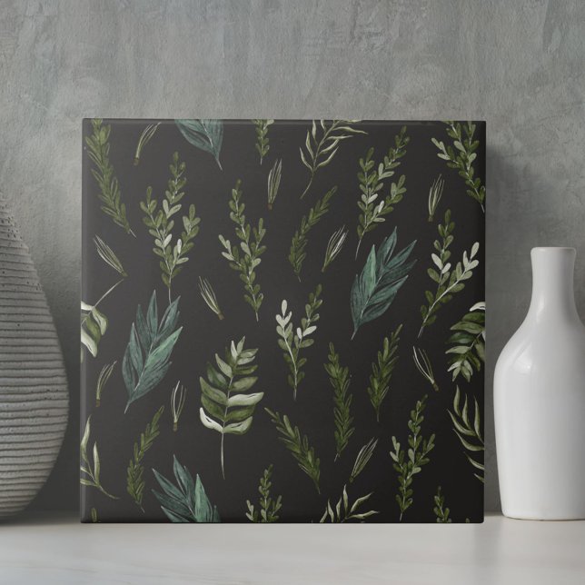 Gröna blad botaniskt mönster kakelplatta (Close up)