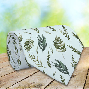 Gröna blad botaniskt mönster slips