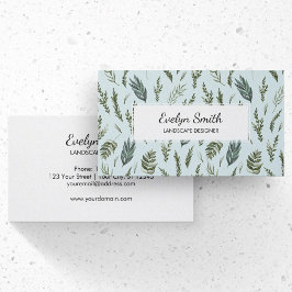 Gröna blad botaniskt mönster visitkort