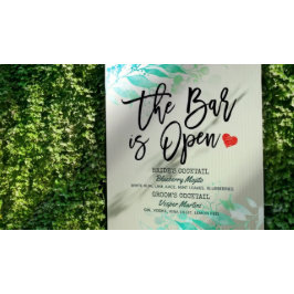 Gröna blad bröllop Baren är öppen Dryckesmeny Poster