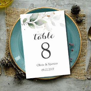 Gröna blad Elegant Bordsnummer för Bröllop