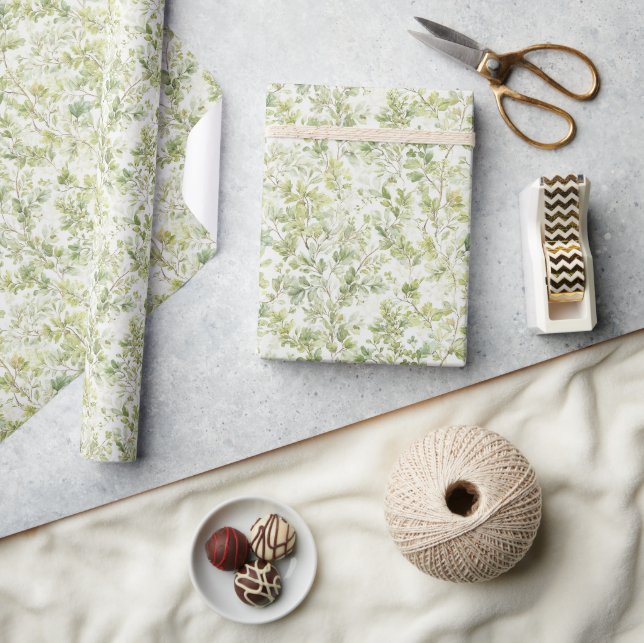 Gröna blad födelsedag presentpapper (Hantverk)