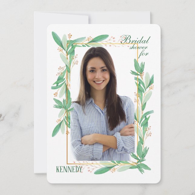 Gröna blad foto inbjudan (Framsida)