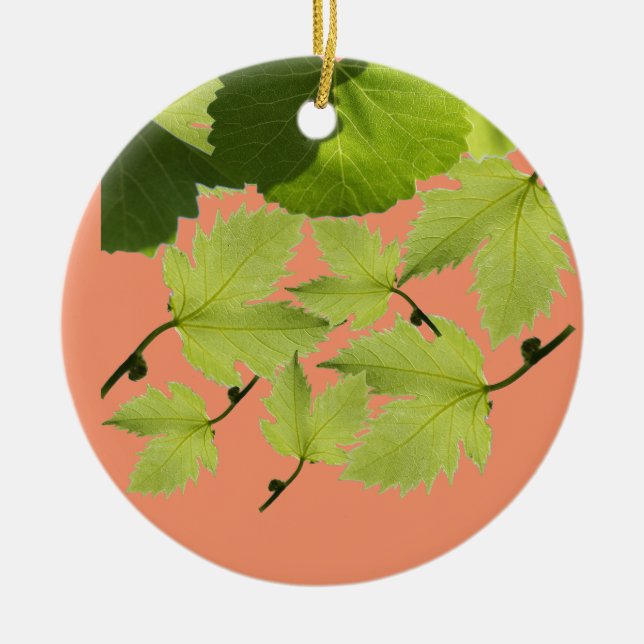 Gröna blad från druvdruva julgransprydnad keramik (Framsidan)
