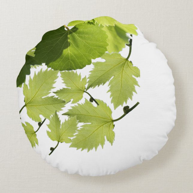Gröna blad från druvdruva rund kudde (Baksidan)