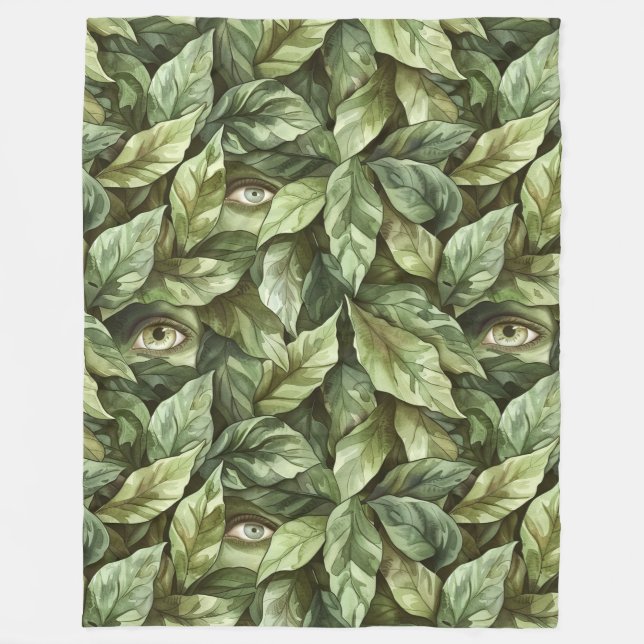 Gröna blad goblin ögon   fleecefilt (Framsidan)