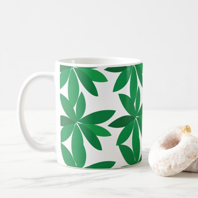 Gröna blad lövverk kaffemugg (Med munk)