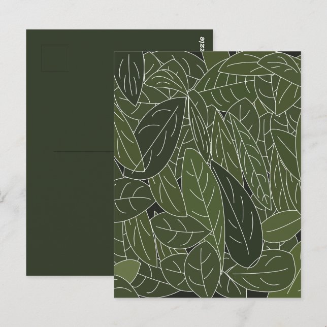 Gröna blad lövverk vykort (Fram/baksida)
