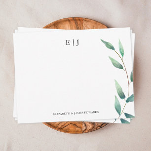Gröna blad Monogrampar Initialer Personliga Anteckningskort