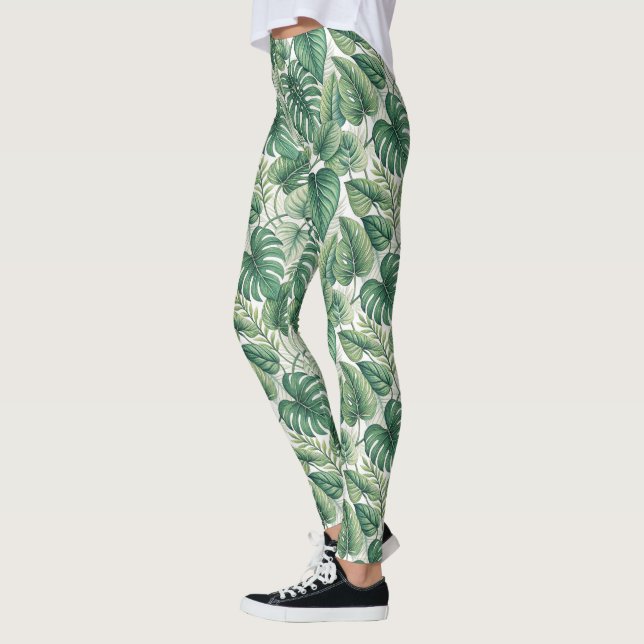 Gröna blad mönster leggings (Vänster)