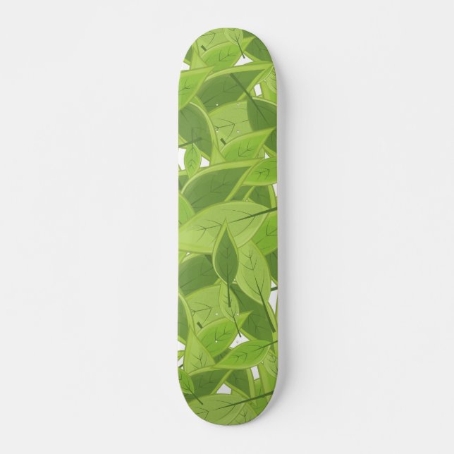 Gröna Blad Mönster Skateboard Bräda 19,5 Cm (Framsida)