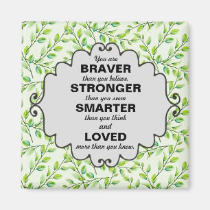 Gröna blad och grenar Ord av uppmuntran Magnet