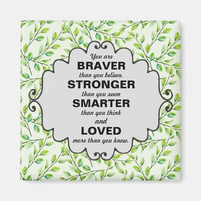 Gröna blad och grenar Ord av uppmuntran Magnet (Framsidan)