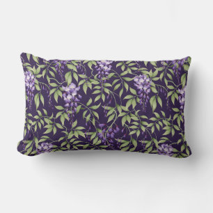 Gröna blad och Wisteria blomster mönster Lumbarkudde