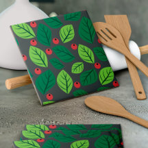 Gröna blad, röda bär, Mönster av blad