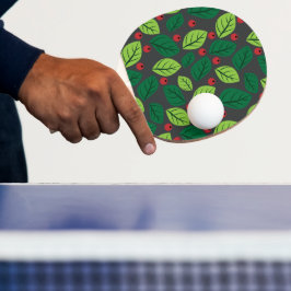 Gröna blad, röda bär, Mönster av blad Pingisracket
