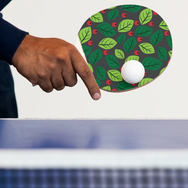 Gröna blad, röda bär, Mönster av blad Pingisracket (Insitu)