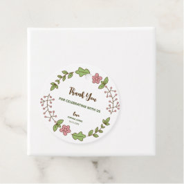 Gröna blad Rosa Blomma Bröllopsdusch Gåvor Etiketter