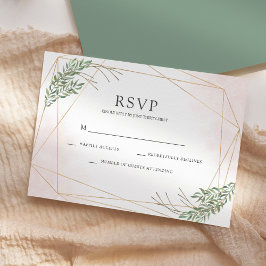 Gröna blad & rosafärgad bröllops-RSVP Inbjudningar