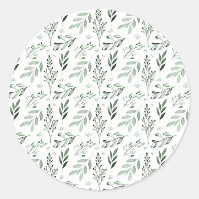 Gröna blad  runt klistermärke (Framsida)