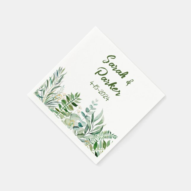 Gröna blad sage vigsel servett (Hörn)