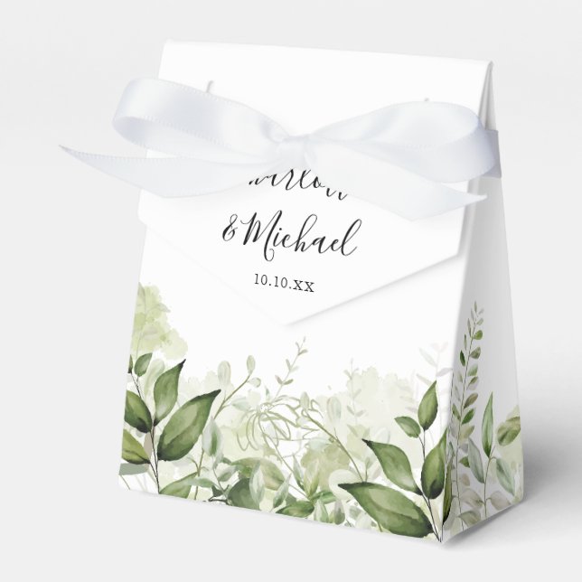 Gröna blad Signatur Skript Bröllop Presentaskar (Framsidan Sidan)
